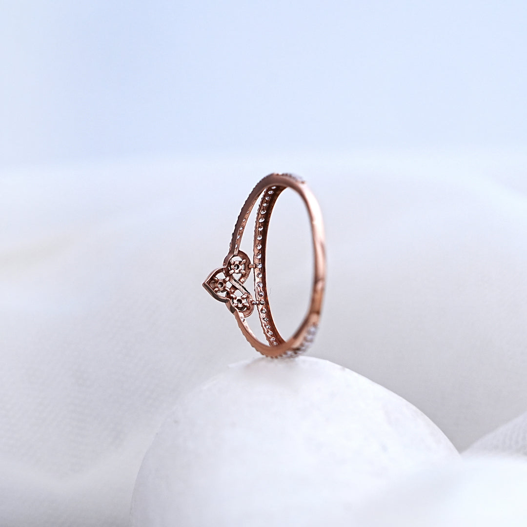 14K Rose Gold Infinity Ring with CZ Stones