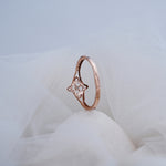 Load image into Gallery viewer, 14K Rose Gold Floral Ring with CZ Stones
