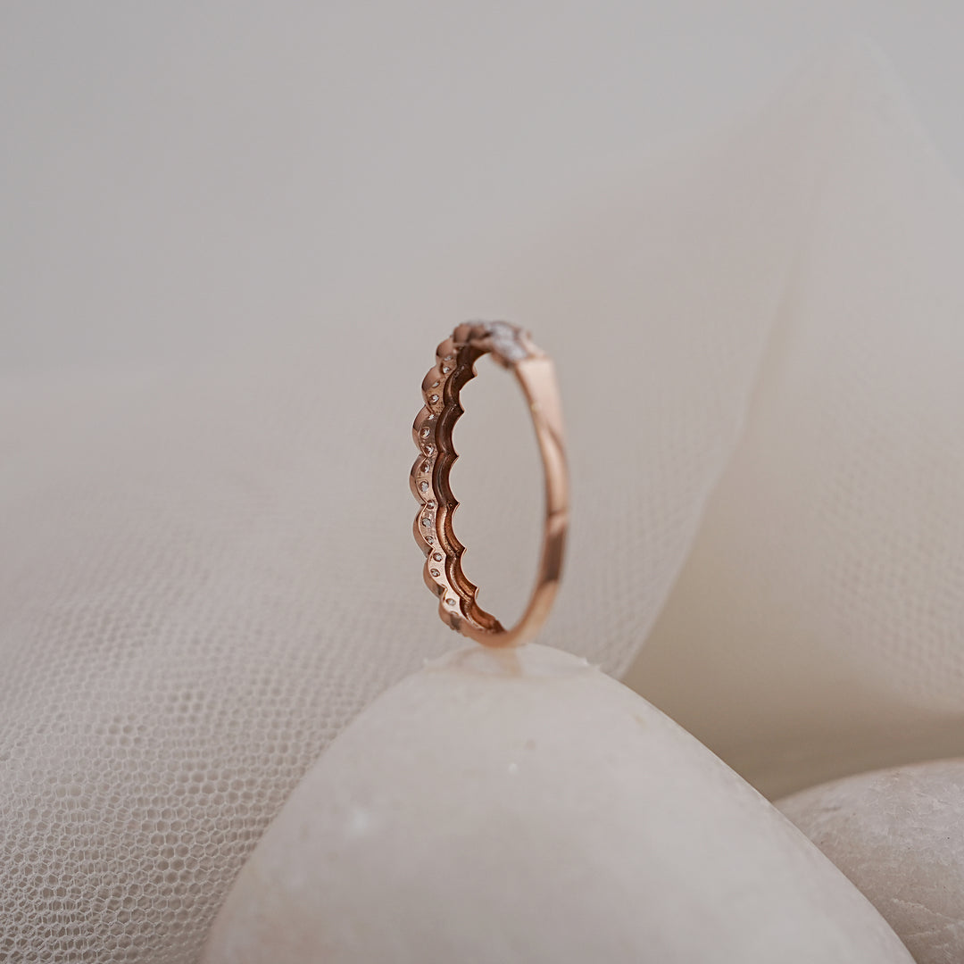 14K Rose Gold Ring with CZ Stones
