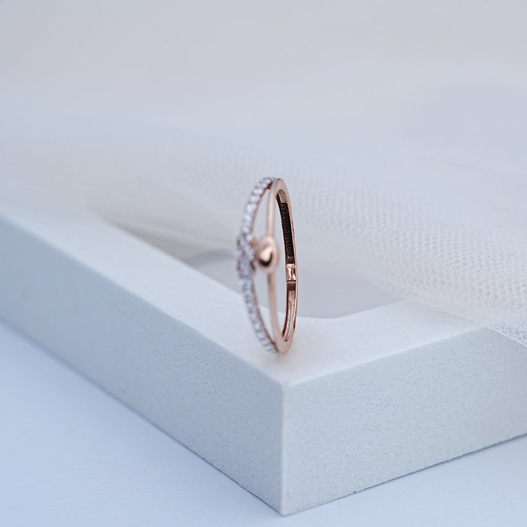14K Rose Gold Ring with CZ Stones