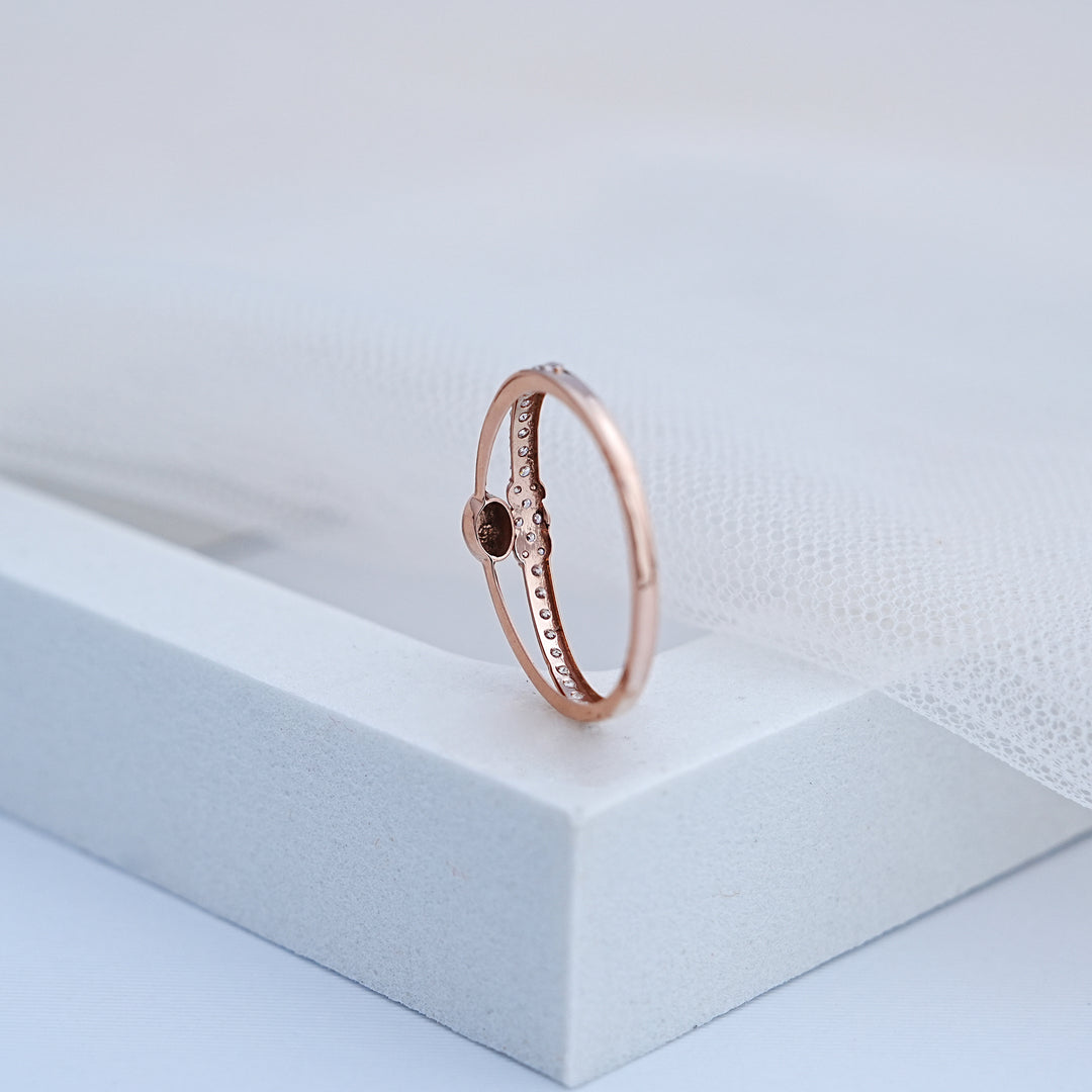 14K Rose Gold Ring with CZ Stones