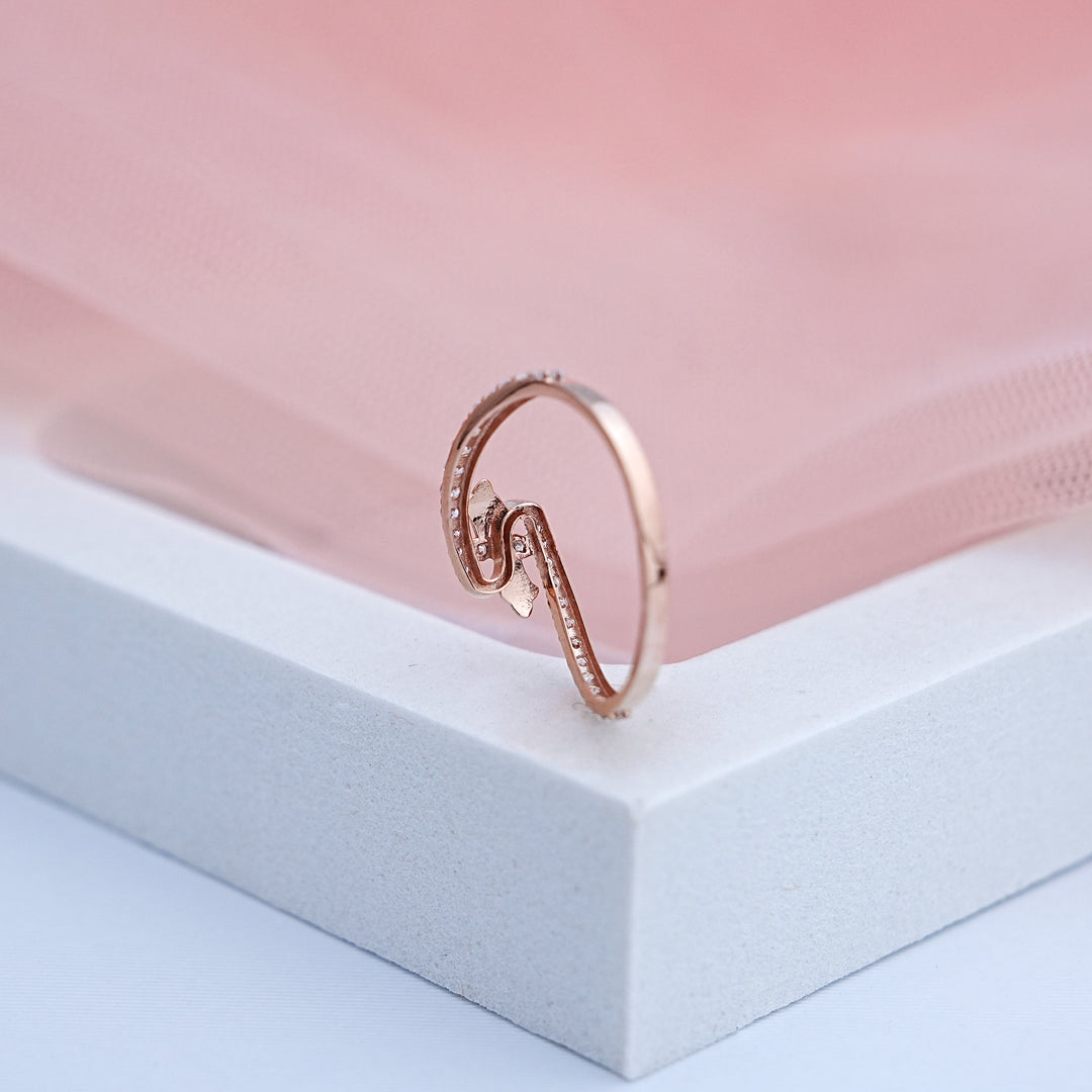 14K Rose Gold Ring with CZ Stones