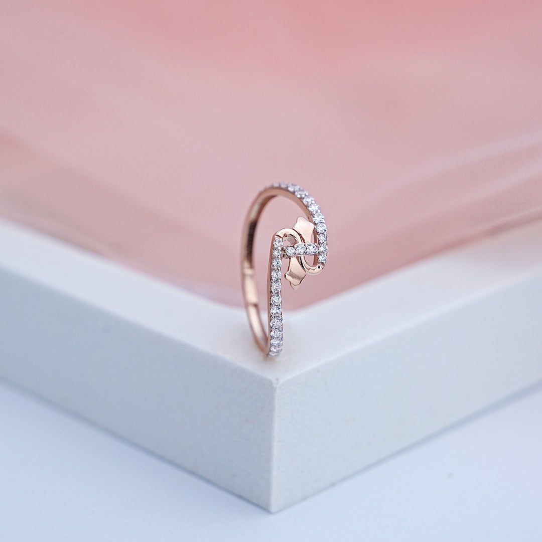 14K Rose Gold Ring with CZ Stones