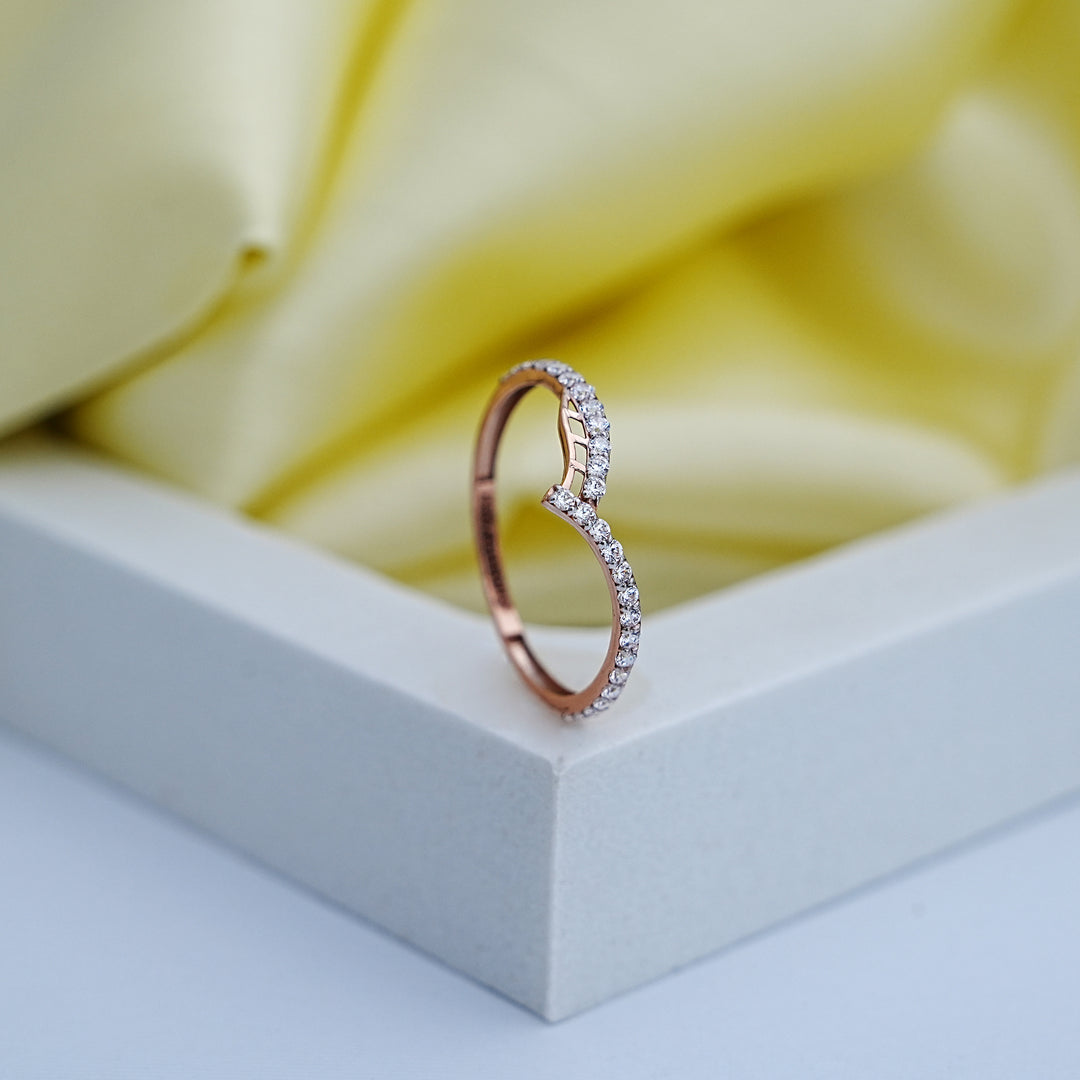 14K Rose Gold Ring with CZ Stones