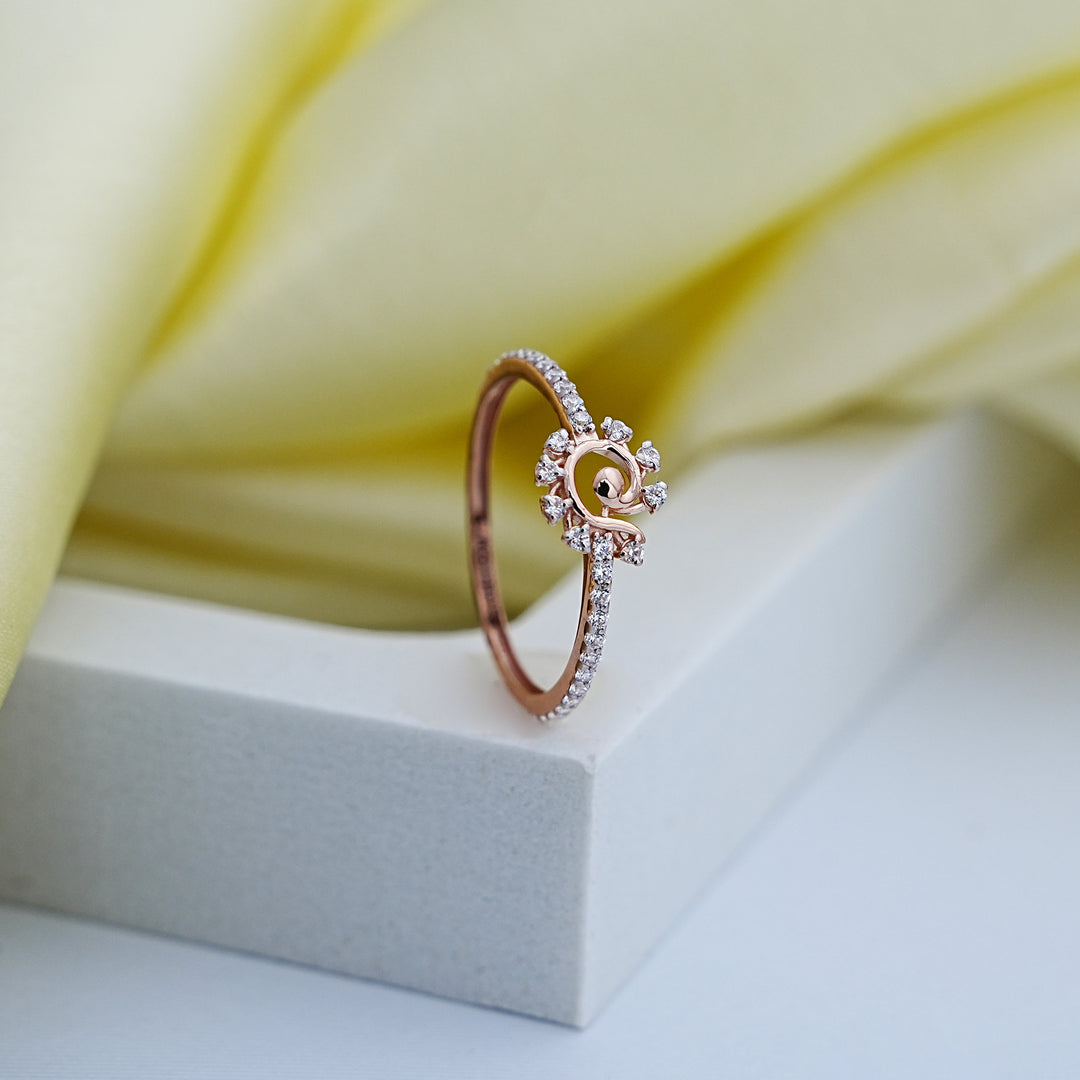 14K Rose Gold Ring with CZ Stones