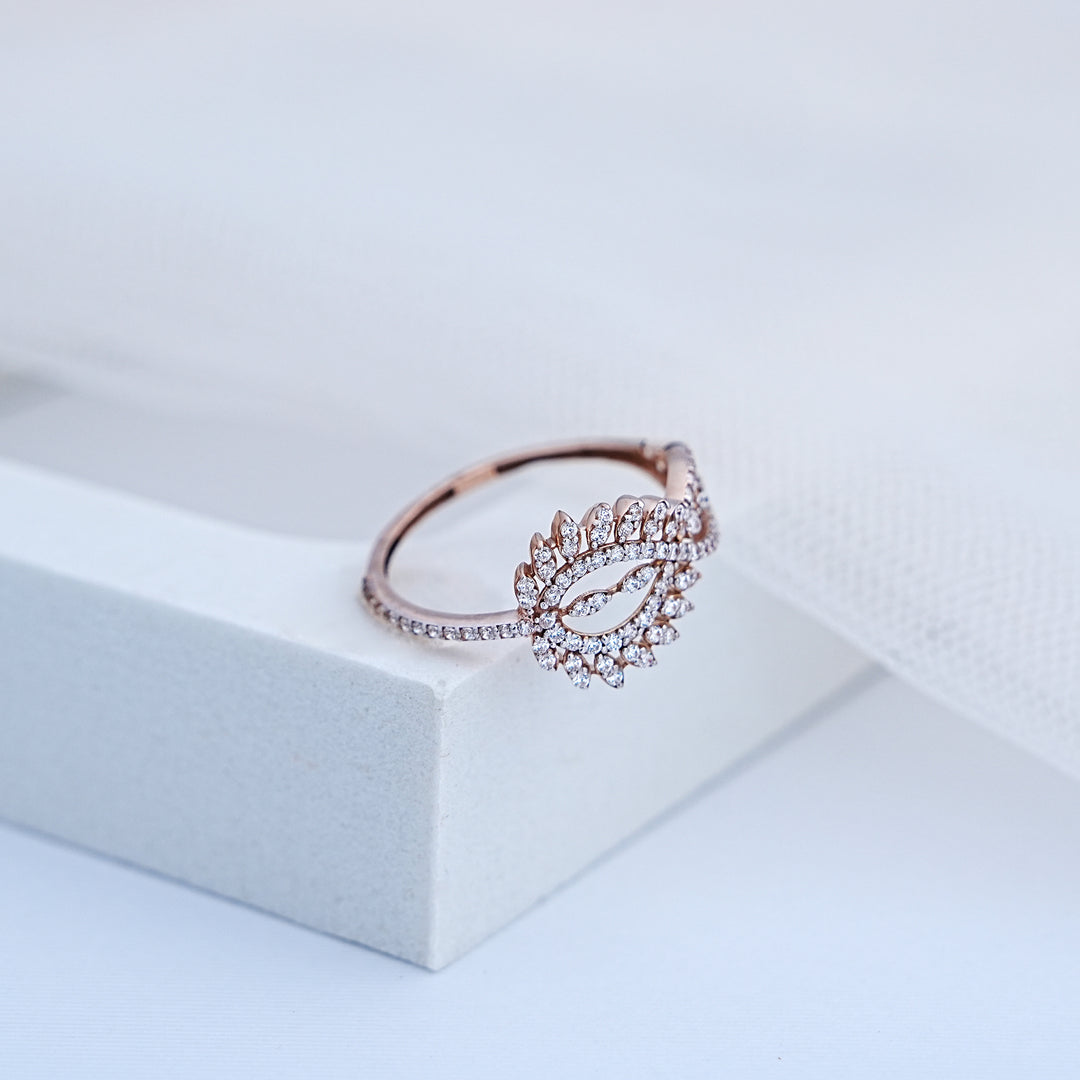 14K Rose Gold Infinity Ring with CZ Stones