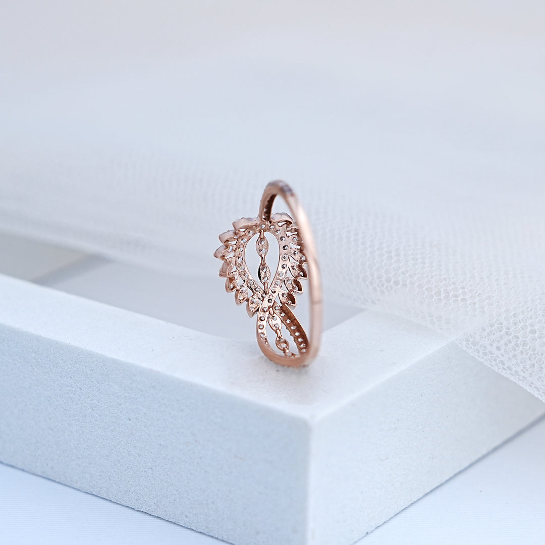 14K Rose Gold Infinity Ring with CZ Stones