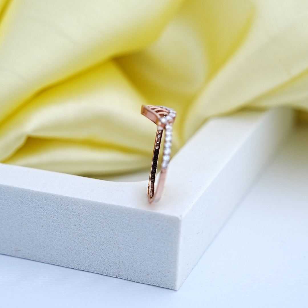 14K Rose Gold Ring with CZ Stones