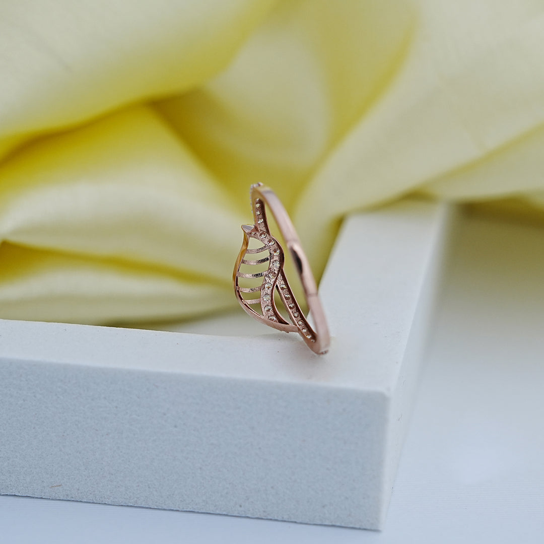 14K Rose Gold Ring with CZ Stones