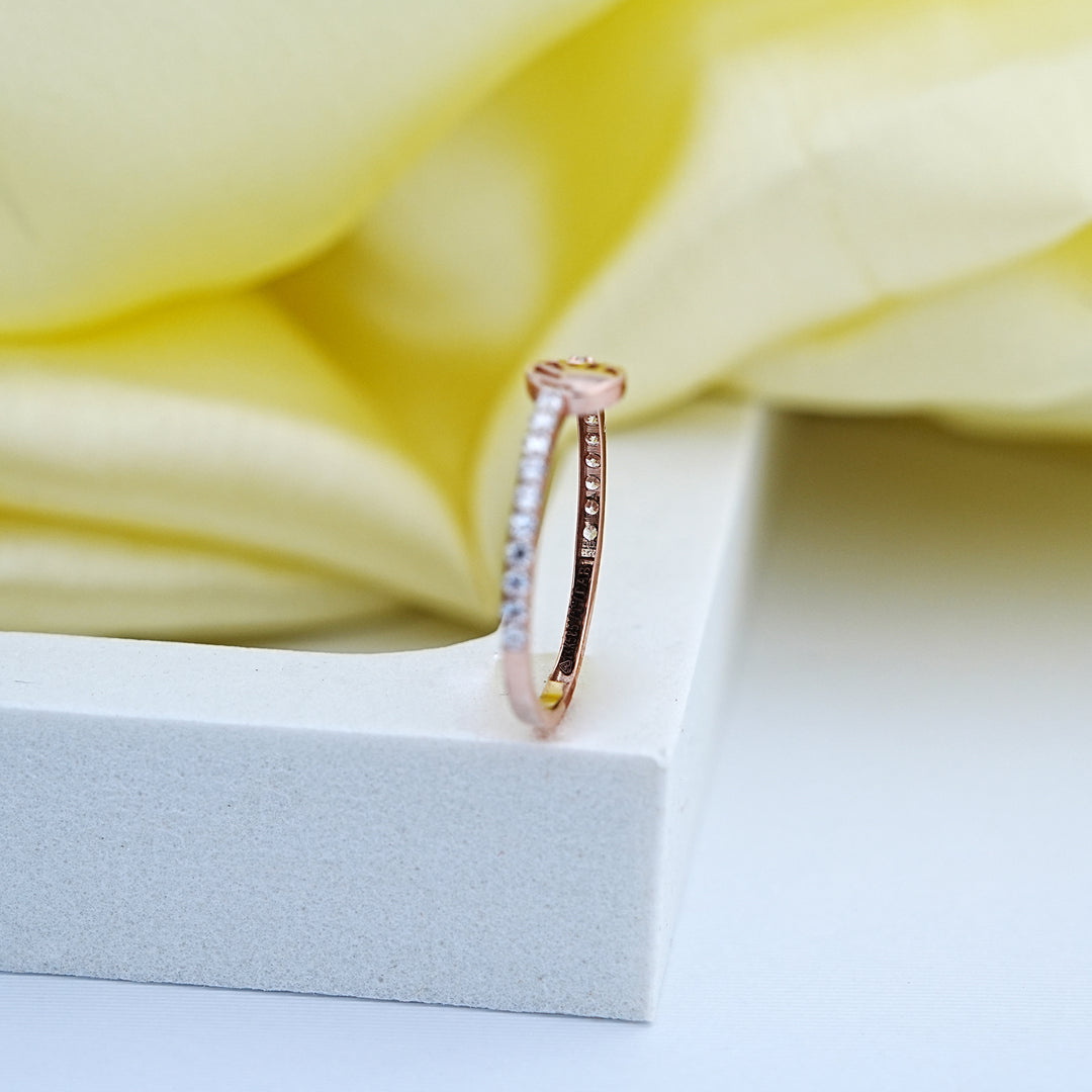 14K Rose Gold Ring with CZ Stones