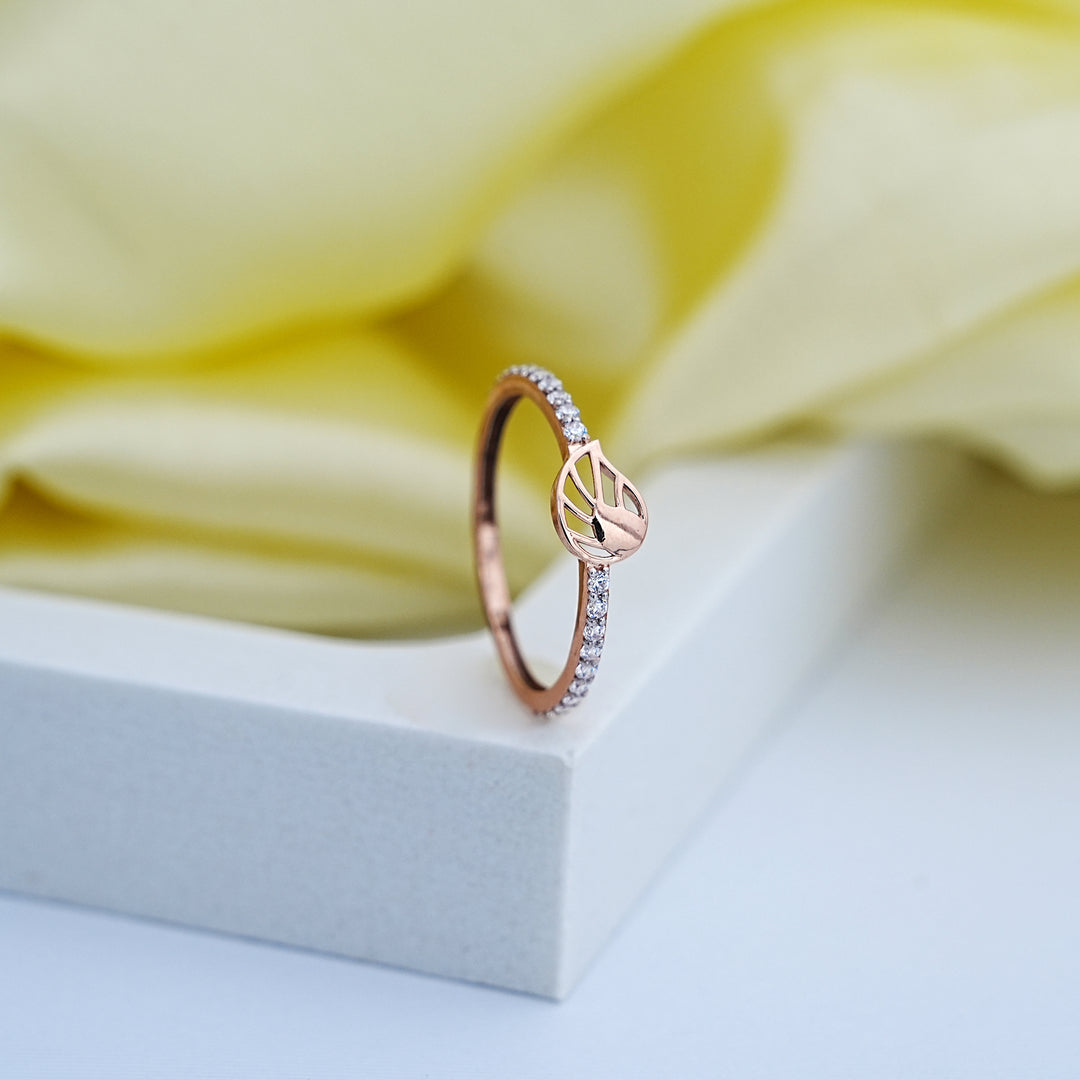 14K Rose Gold Ring with CZ Stones