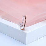 Load image into Gallery viewer, 14K Rose Gold Floral Ring with CZ Stones
