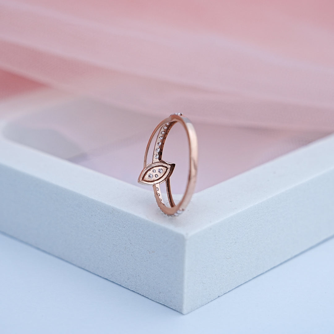 14K Rose Gold Ring with CZ Stones