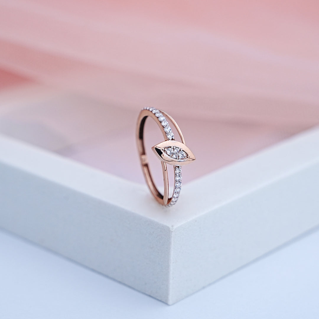 14K Rose Gold Ring with CZ Stones