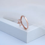 Load image into Gallery viewer, 14K Rose Gold Floral Ring with CZ Stones
