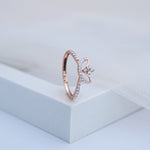 Load image into Gallery viewer, 14K Rose Gold Floral Ring with CZ Stones
