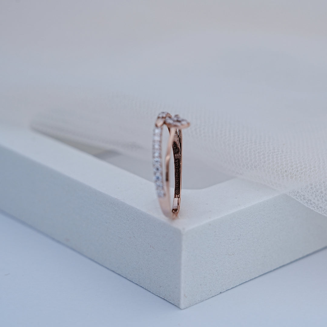 14K Rose Gold Ring with CZ Stones