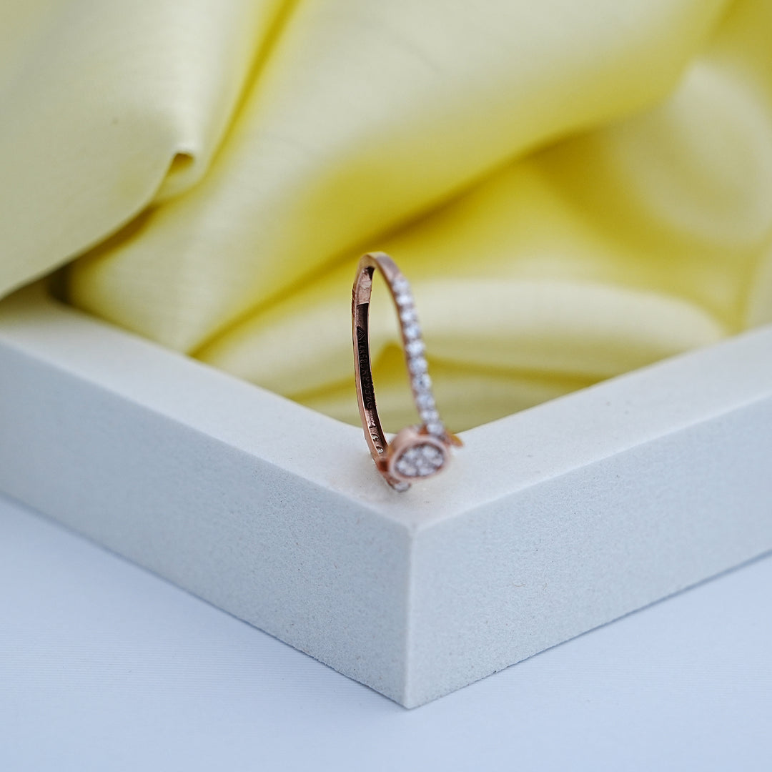 14K Rose Gold Ring with CZ Stones