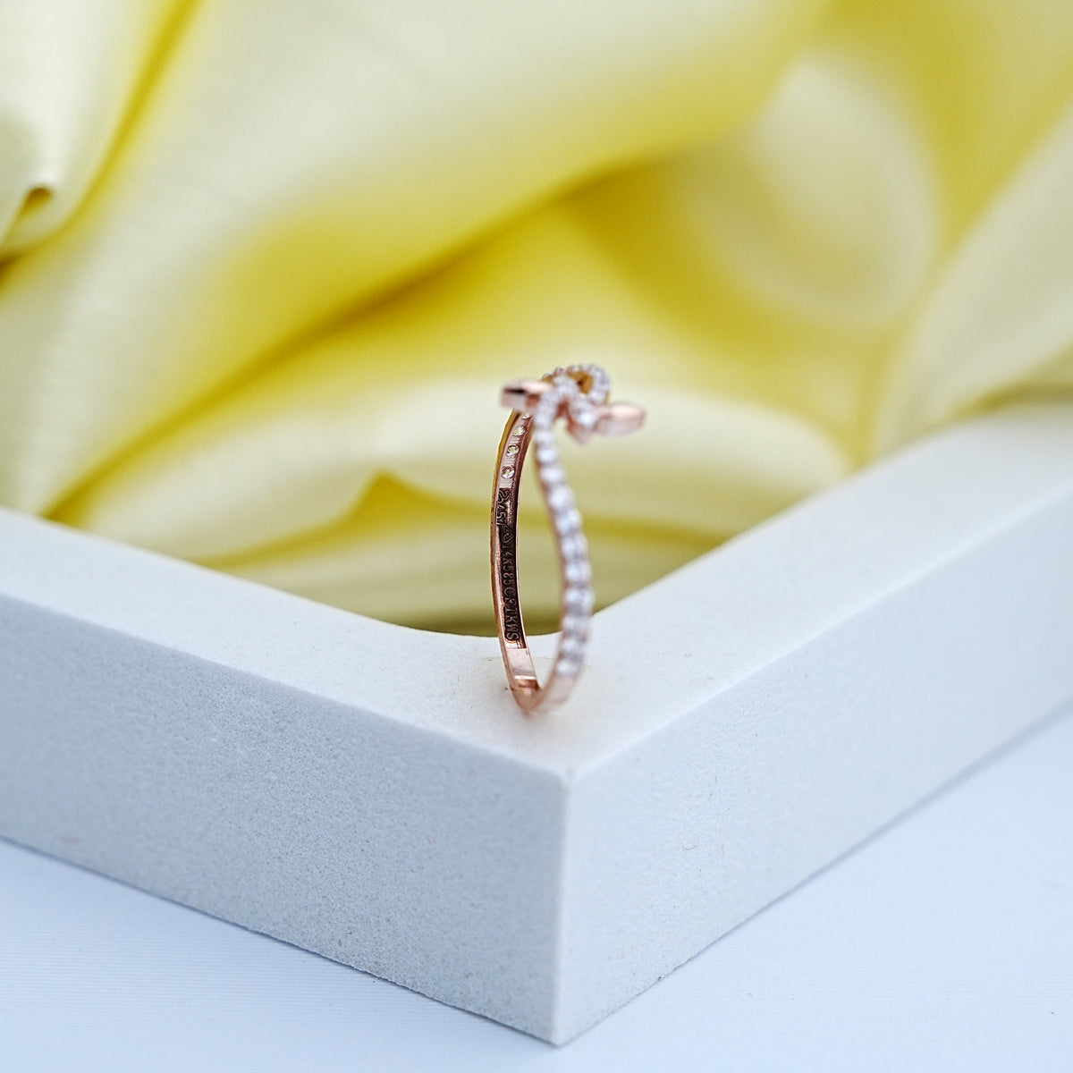 14k rose gold floral ring with cz stones