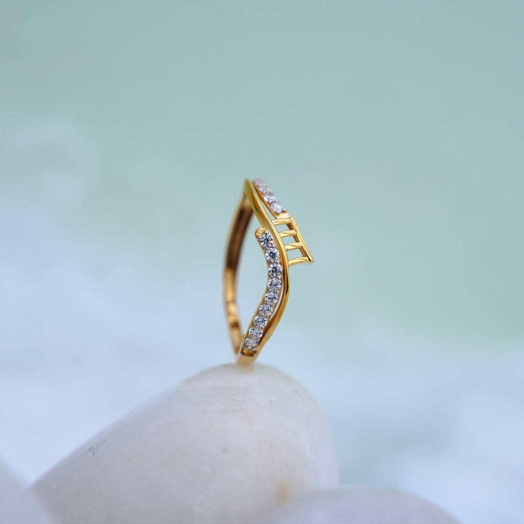 9K Gold Ring with CZ Stones