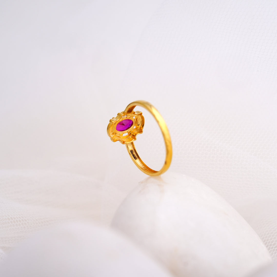 9K Gold Ring with Colour Stone