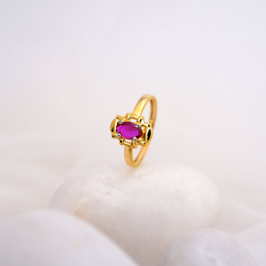 9K Gold Ring with Colour Stone