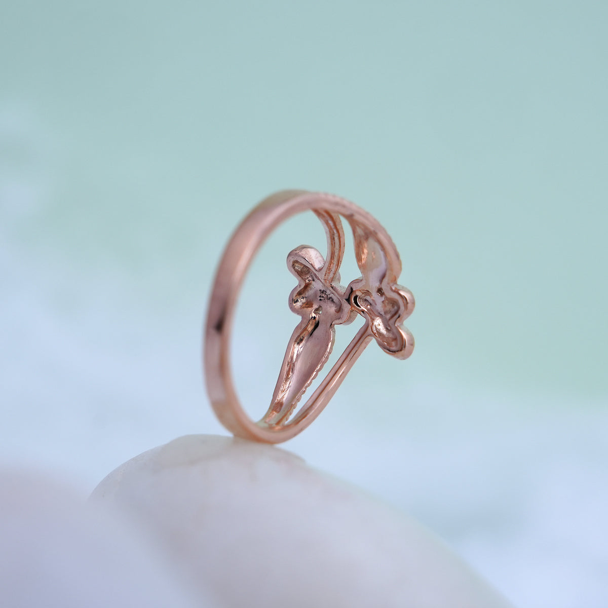 9k rose gold floral ring