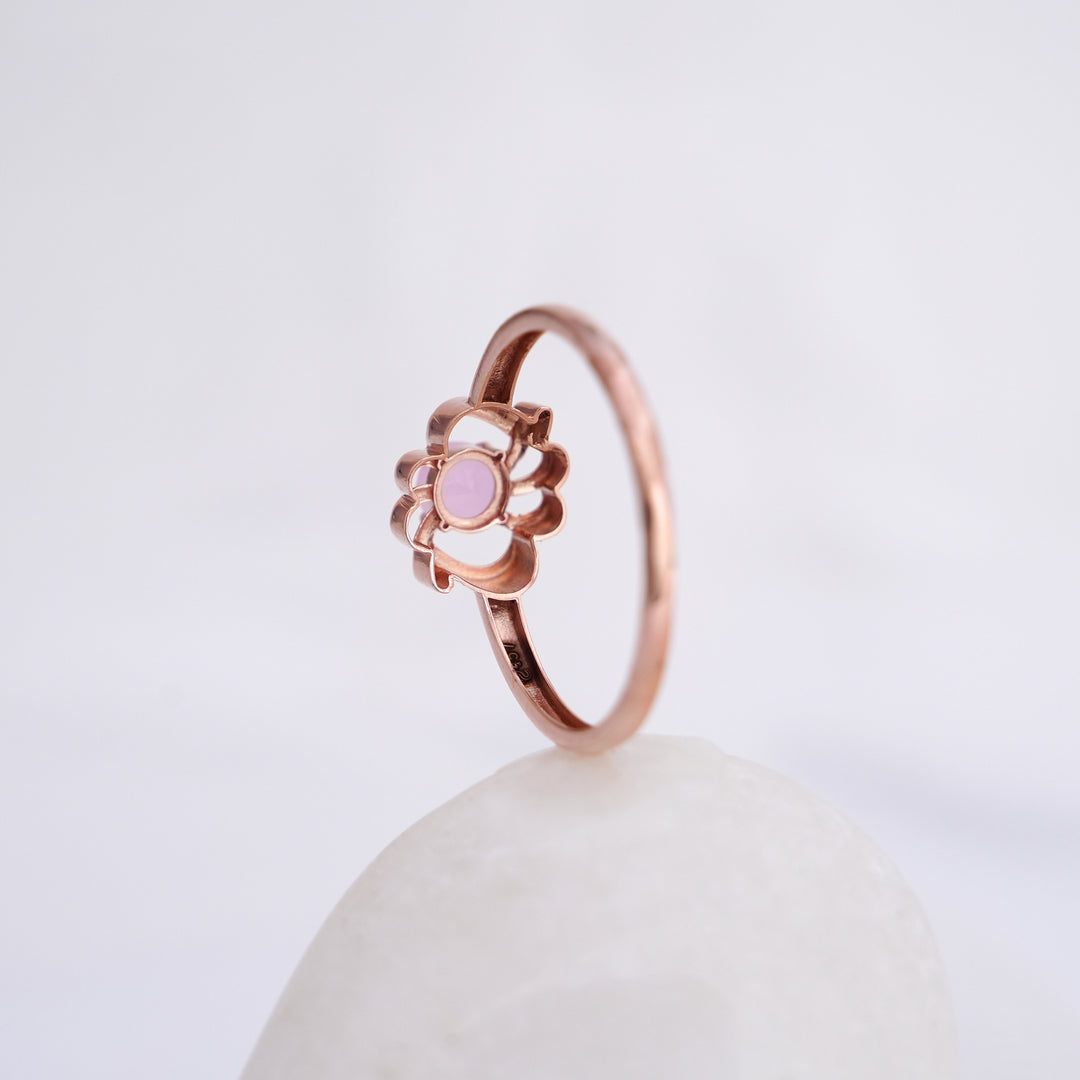 9K Rose Gold Ring with Colour Stone