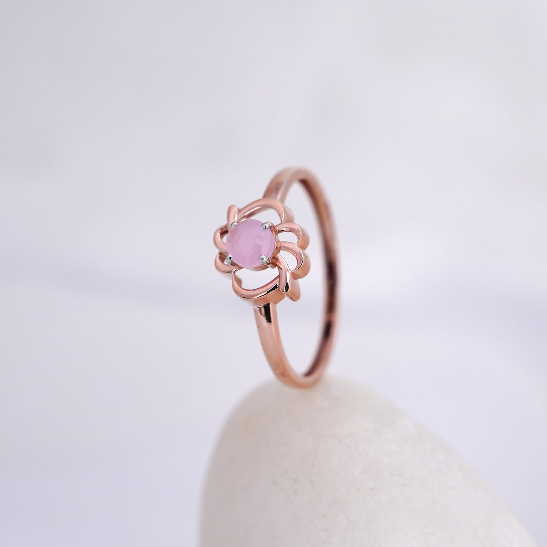 9K Rose Gold Ring with Colour Stone