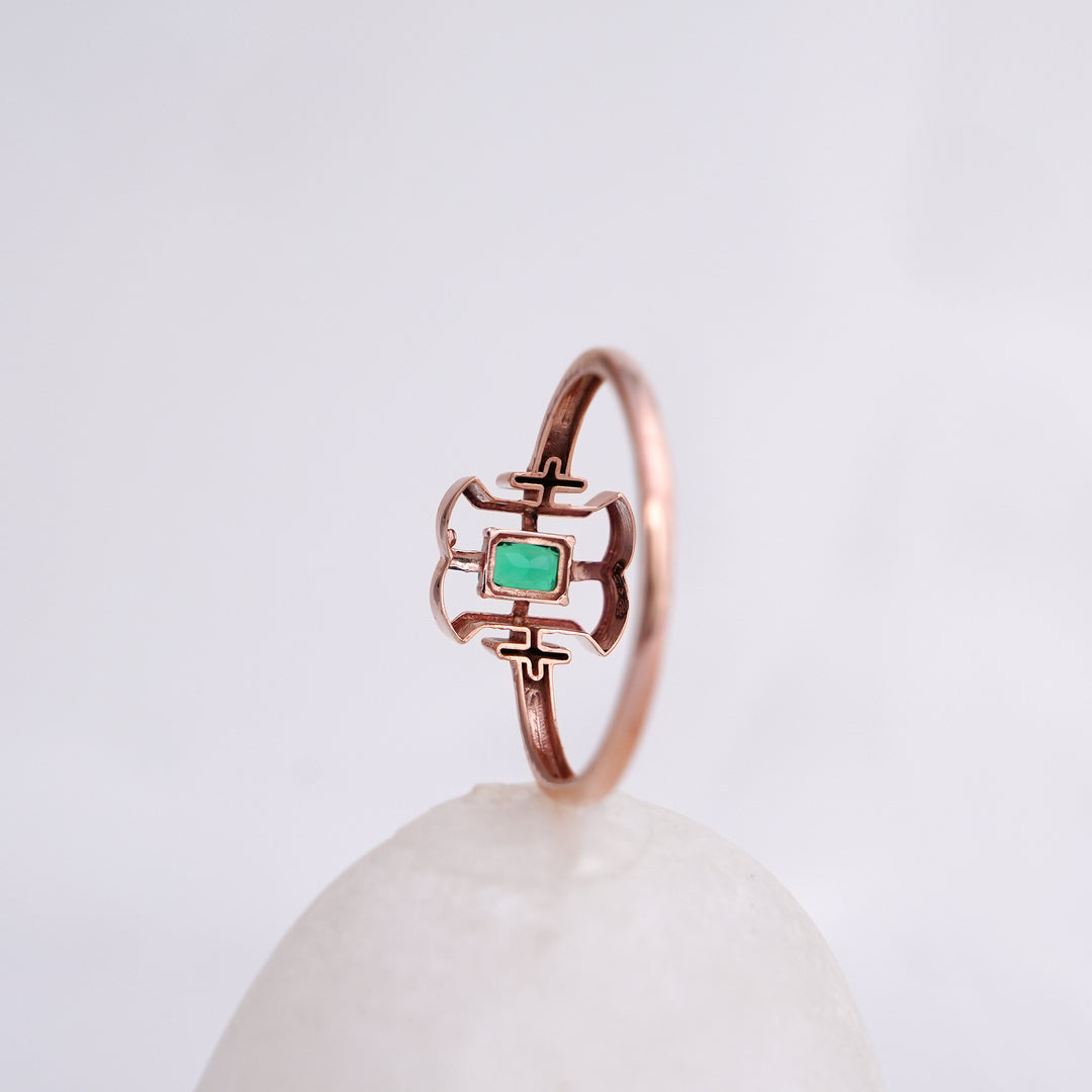 9K Rose Gold Ring with Colour Stone