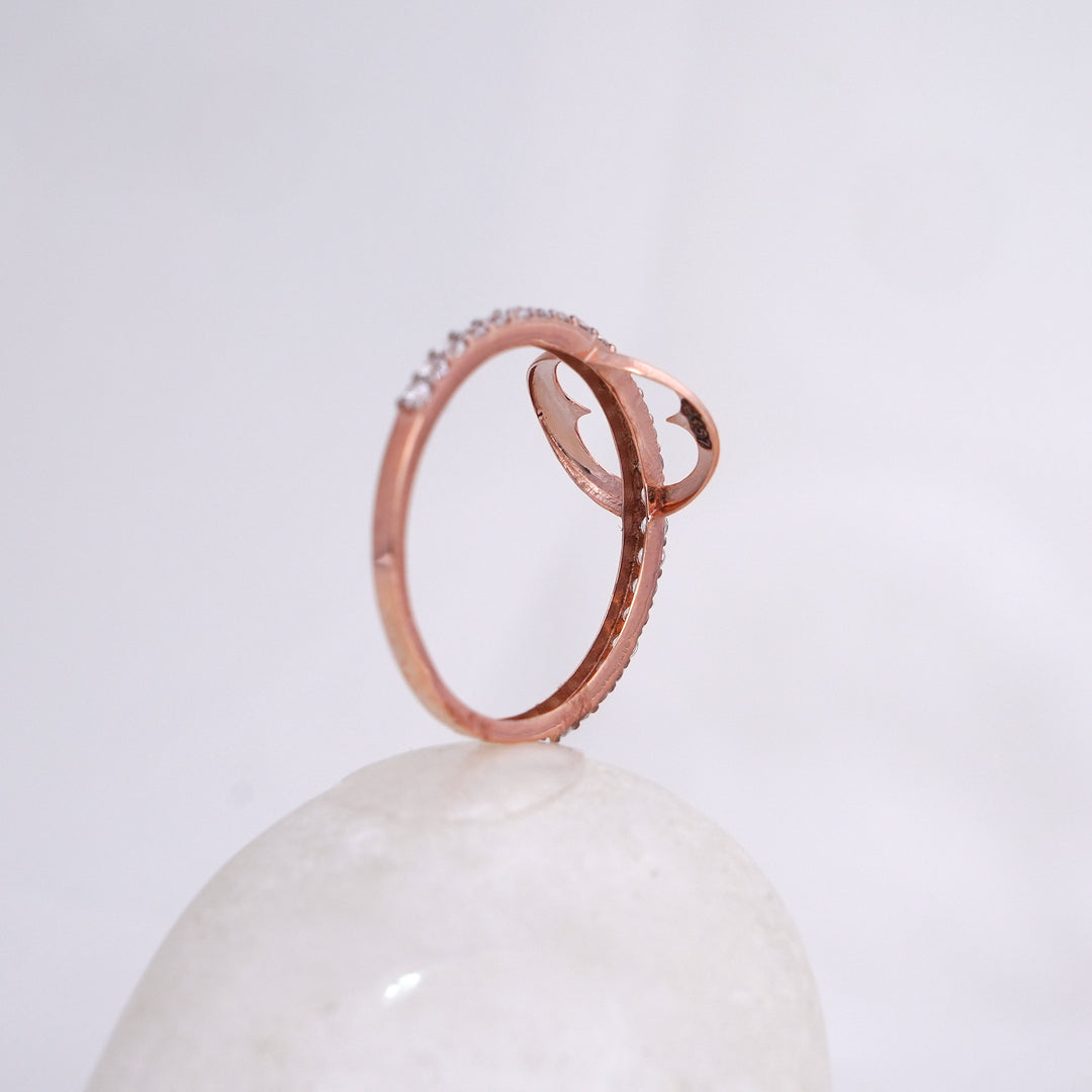 9K Rose Gold Ring with CZ Stones