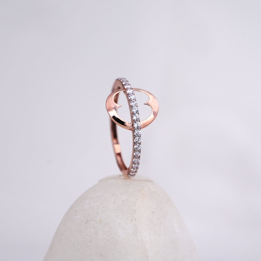 9K Rose Gold Ring with CZ Stones