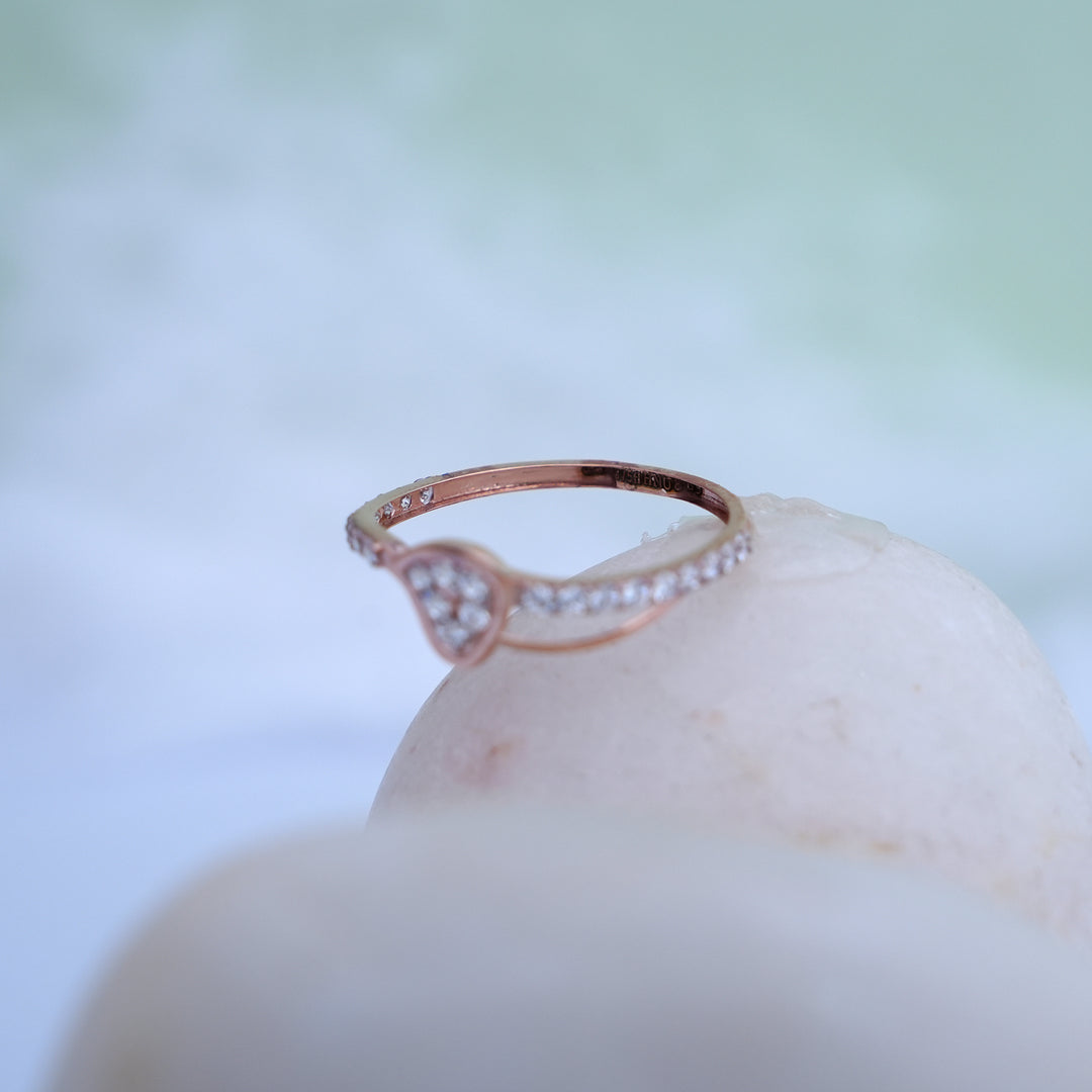 9K Rose Gold Ring with CZ Stones