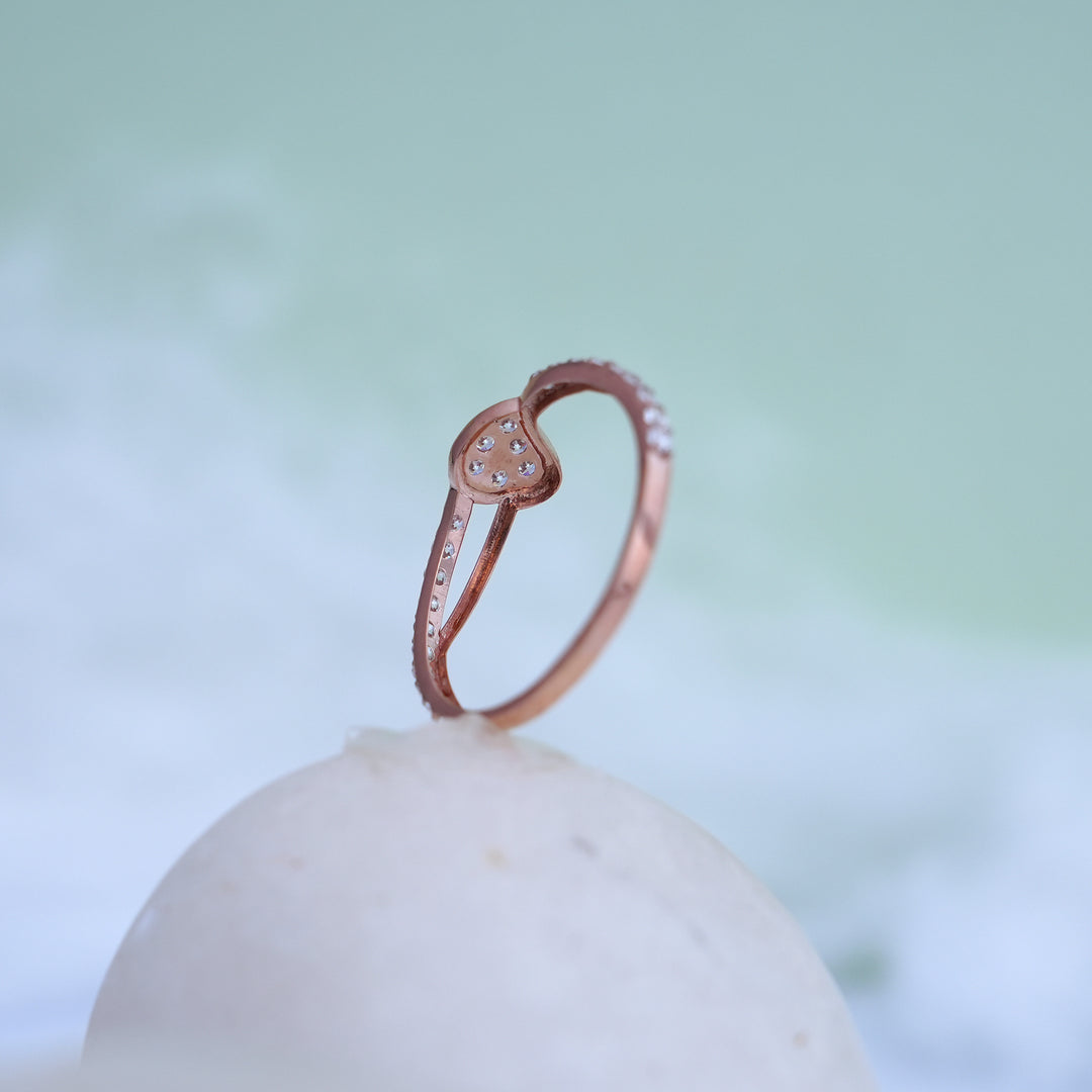9K Rose Gold Ring with CZ Stones