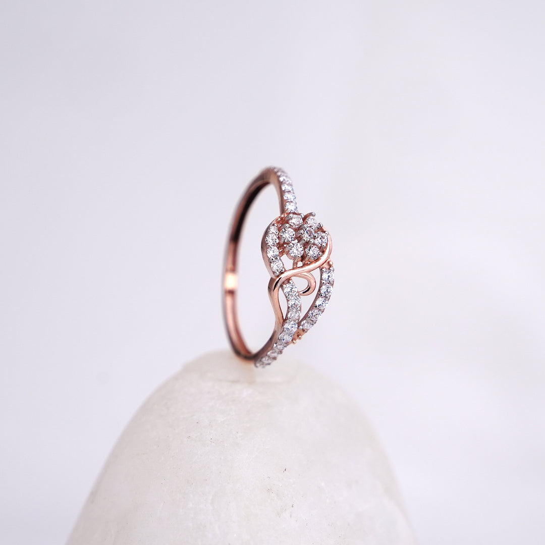 9K Rose Gold Ring with CZ Stones