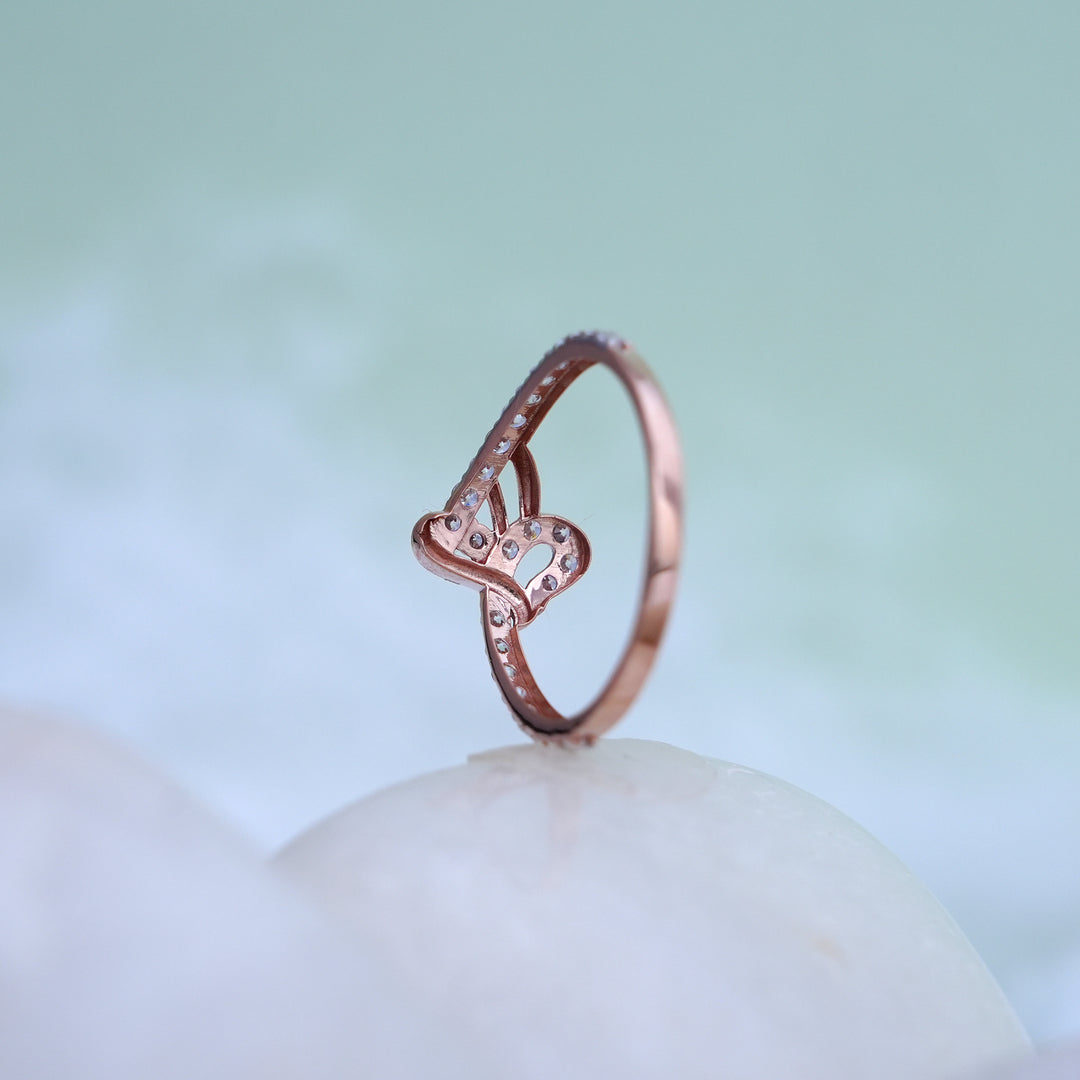 9K Rose Gold Ring with CZ Stones
