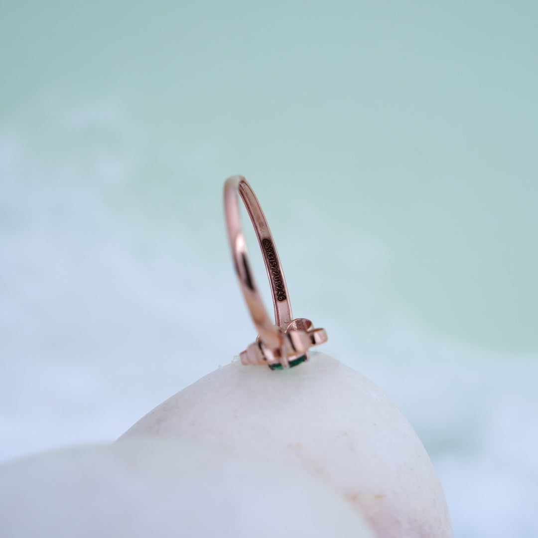 9K Rose Gold Floral Ring with Colour Stone