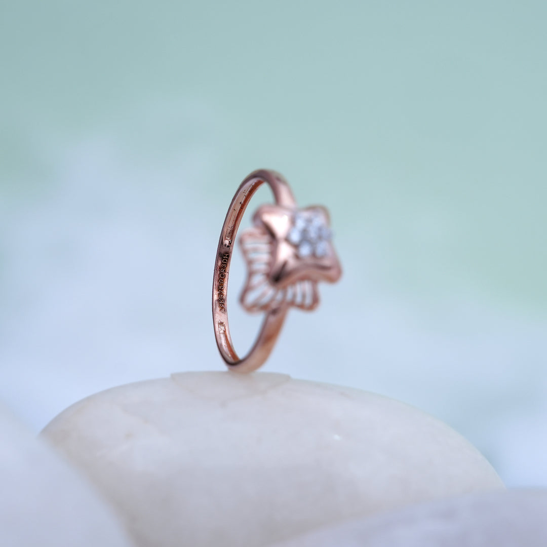 9K Rose Gold Ring with CZ Stones
