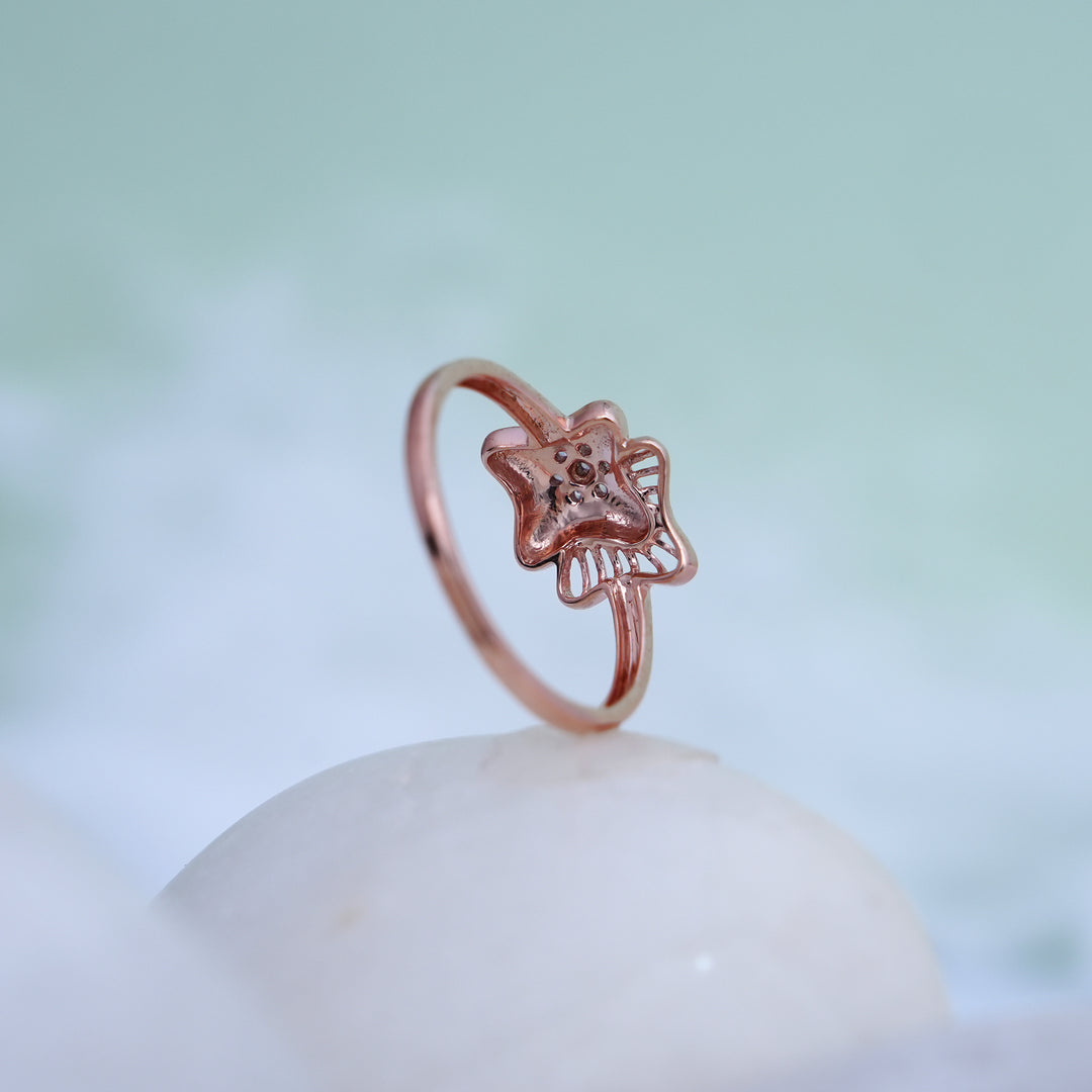 9K Rose Gold Ring with CZ Stones