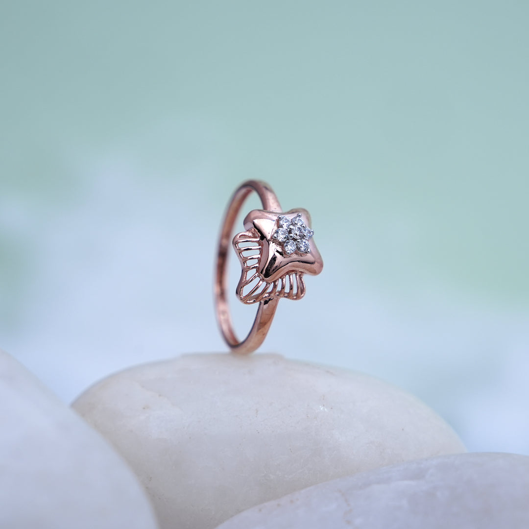 9K Rose Gold Ring with CZ Stones