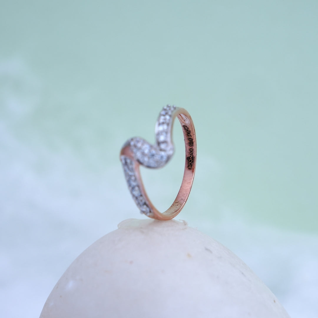9K Rose Gold Ring with CZ Stones