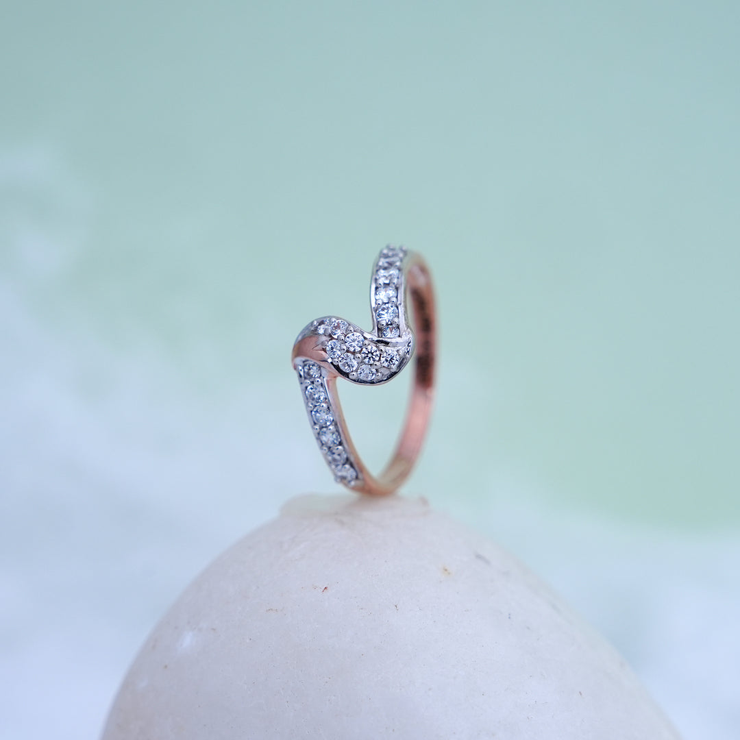 9K Rose Gold Ring with CZ Stones