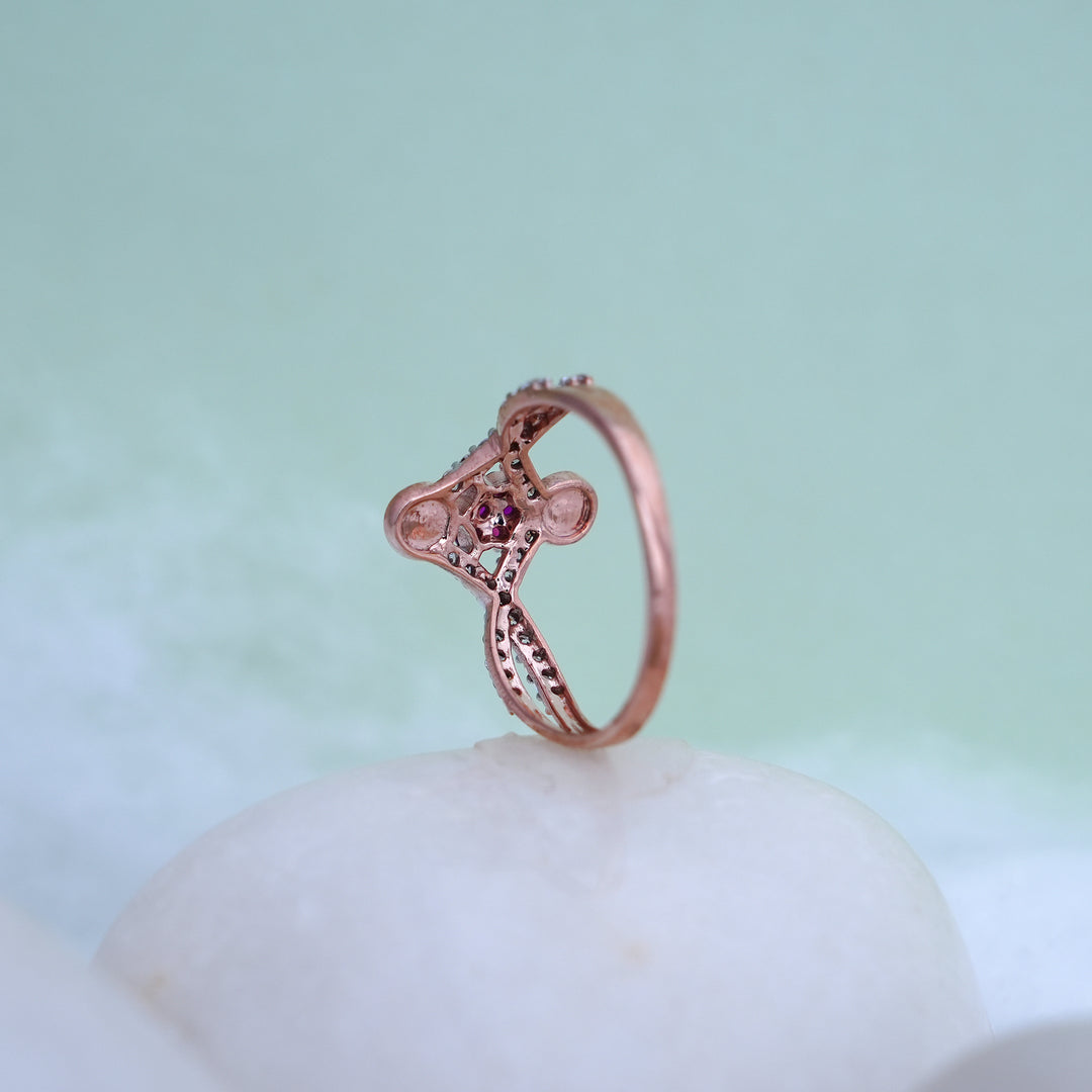 9K Rose Gold Ring with Multicolour Stones