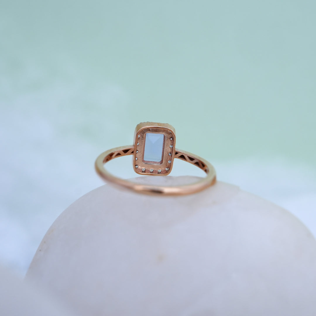 9K Rose Gold Ring with Multicolour Stones