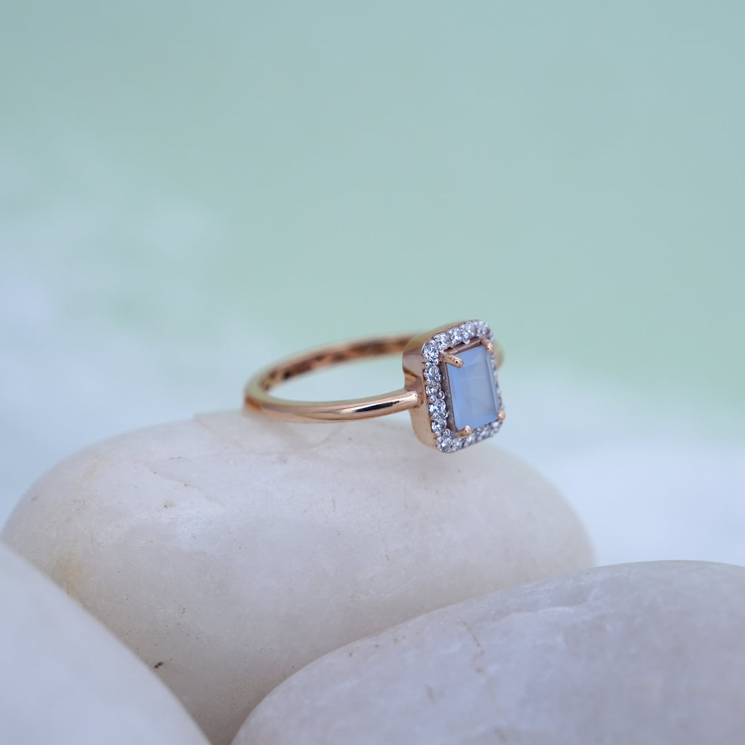 9K Rose Gold Ring with Multicolour Stones