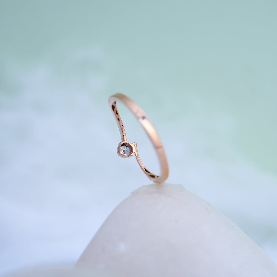 9K Rose Gold Ring with CZ Stones