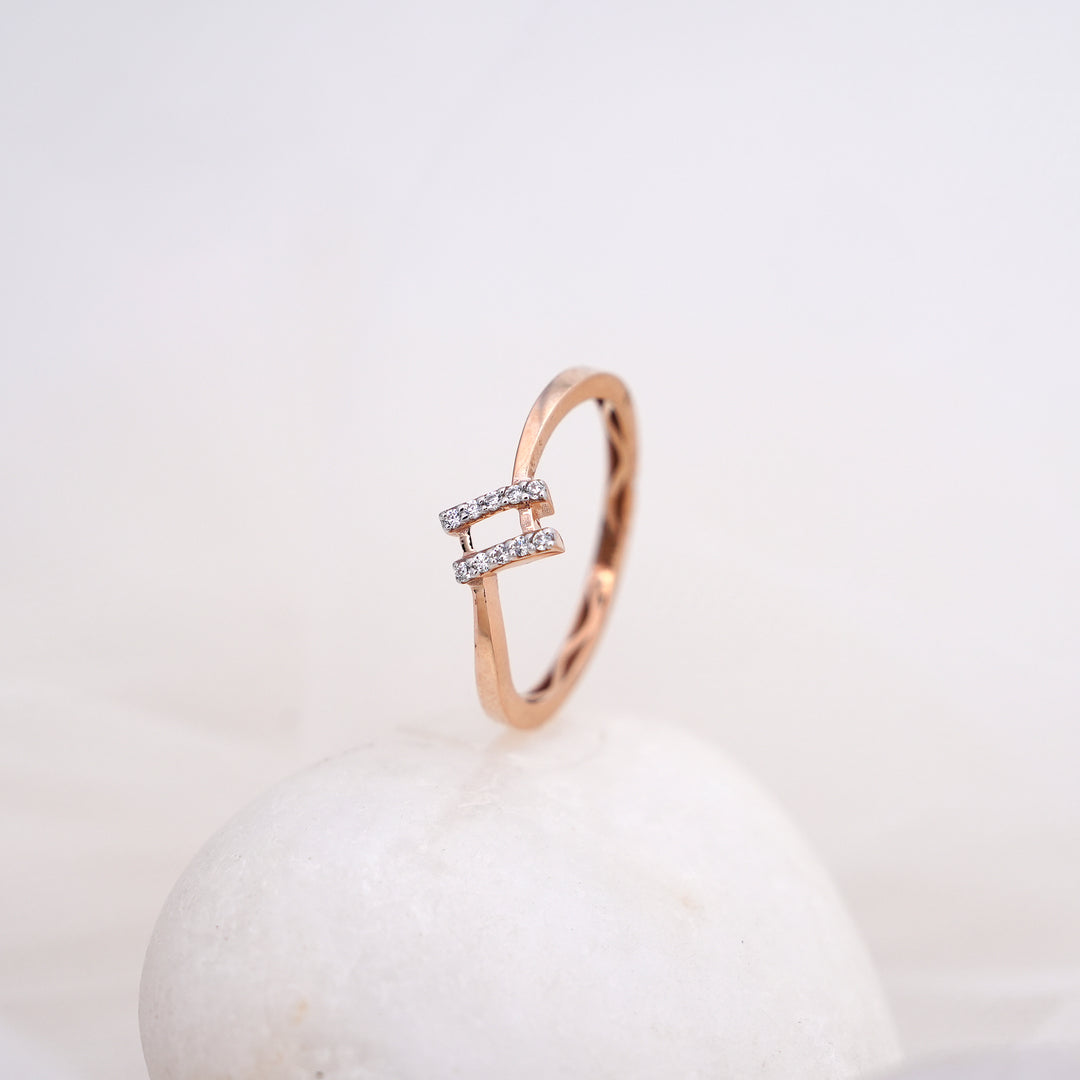 9K Rose Gold Ring with CZ Stones