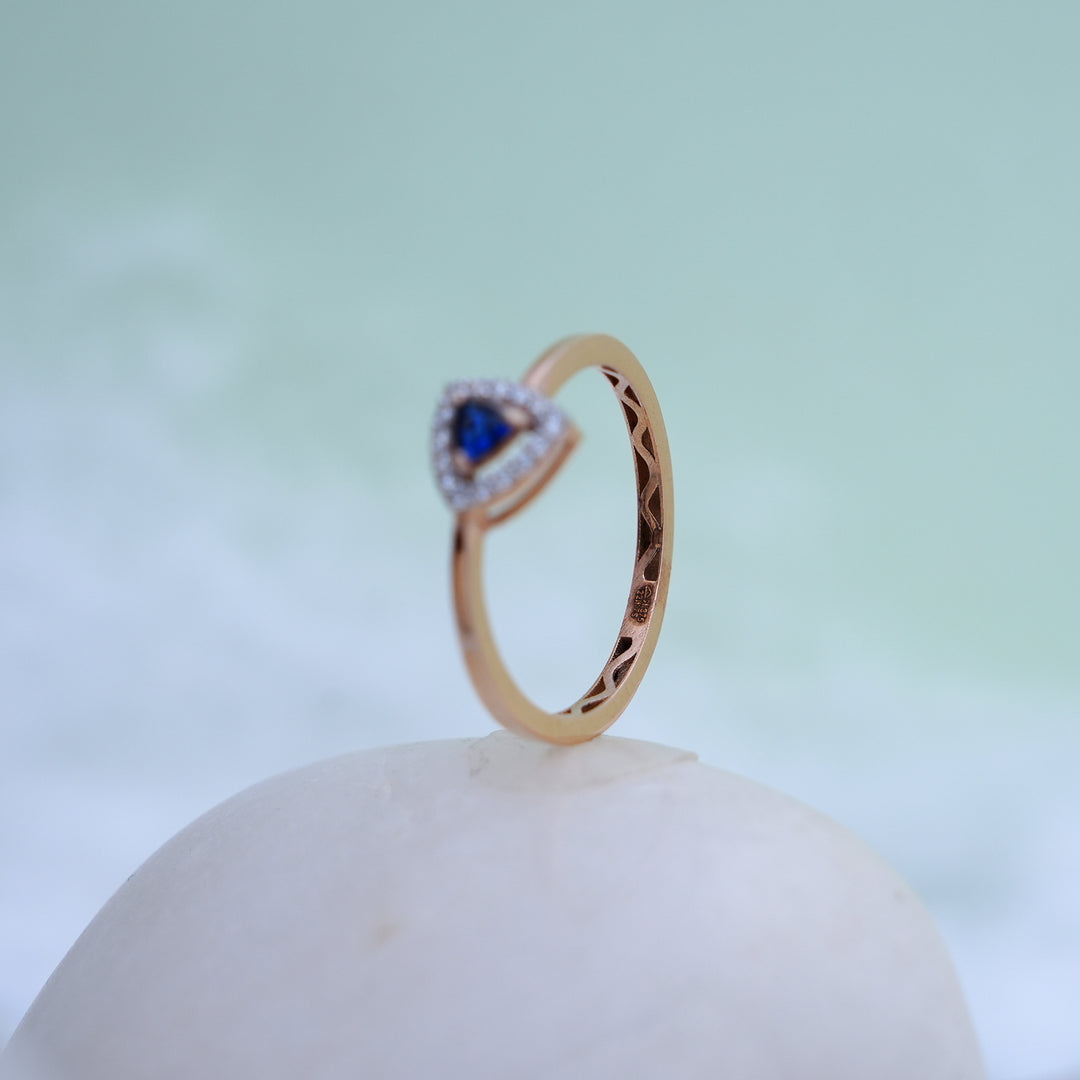 9K Rose Gold Ring with Multicolour Stones