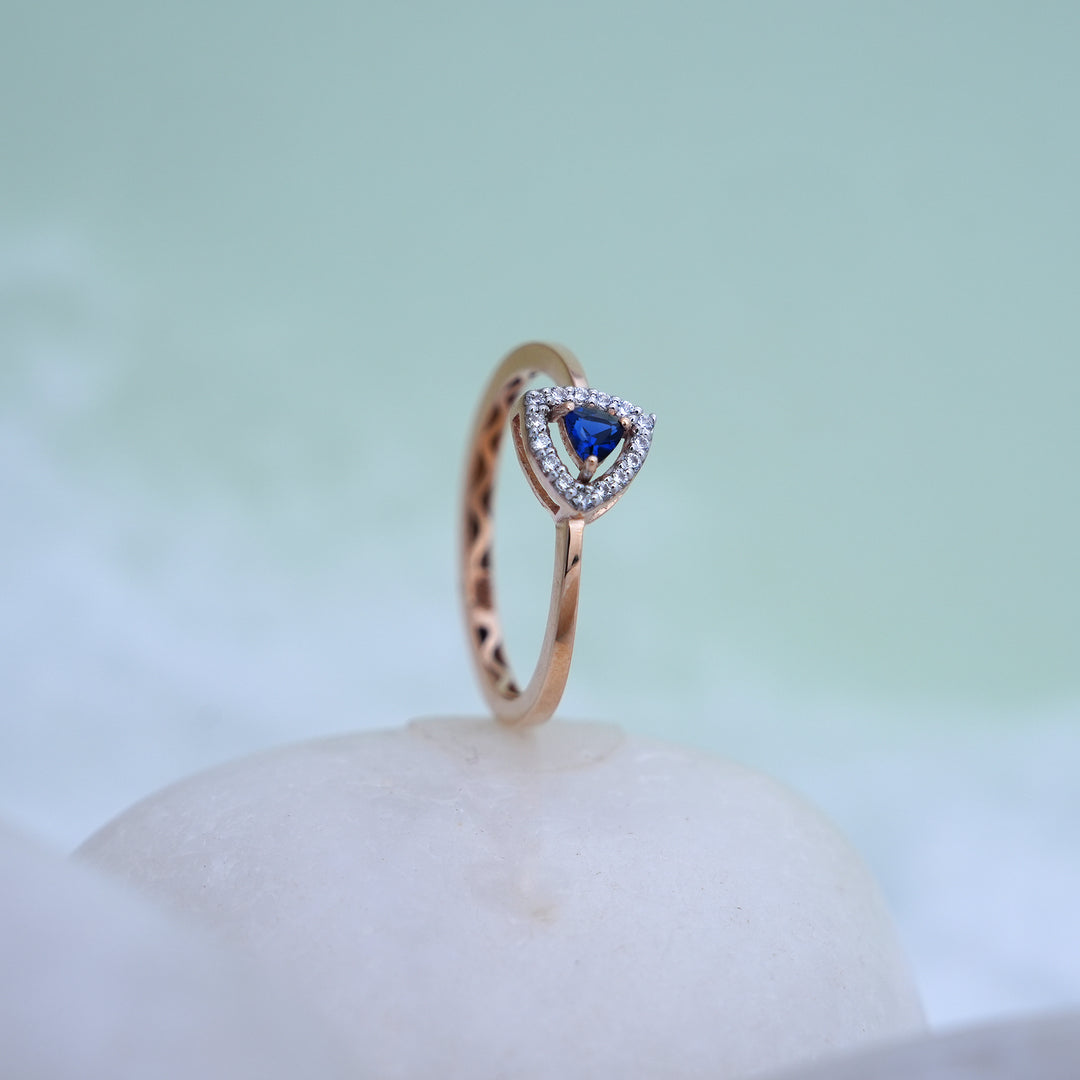 9K Rose Gold Ring with Multicolour Stones