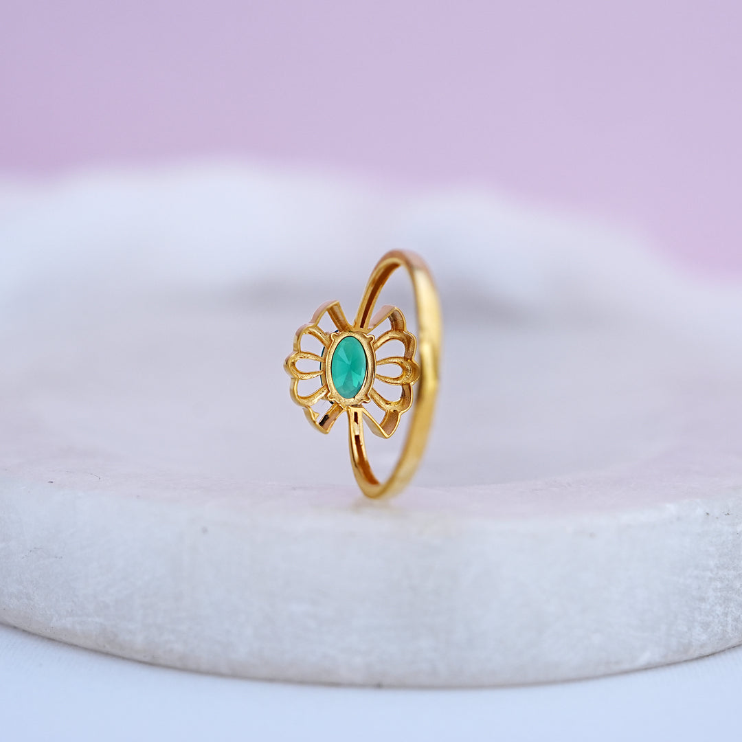 9K Gold Ring with Colour Stone